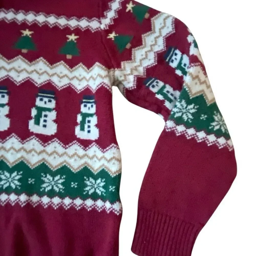 Vintage Children’s Place Holiday Cotton Sweater 10/12 1/4 zip Faire Isle Y2K